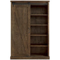 Avondale Rustic Barn Door Bookcase, Wood Shelving, Office Bookcase, Brown - 48 W x 72 H x16 D