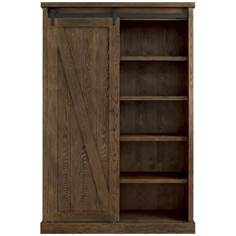 Photo of Avondale Rustic Barn Door Bookcase, Wood Shelving, Office Bookcase, Brown - 48 W x 72 H x16 D