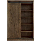 Photo of Avondale Rustic Barn Door Bookcase, Wood Shelving, Office Bookcase, Brown - 48 W x 72 H x16 D