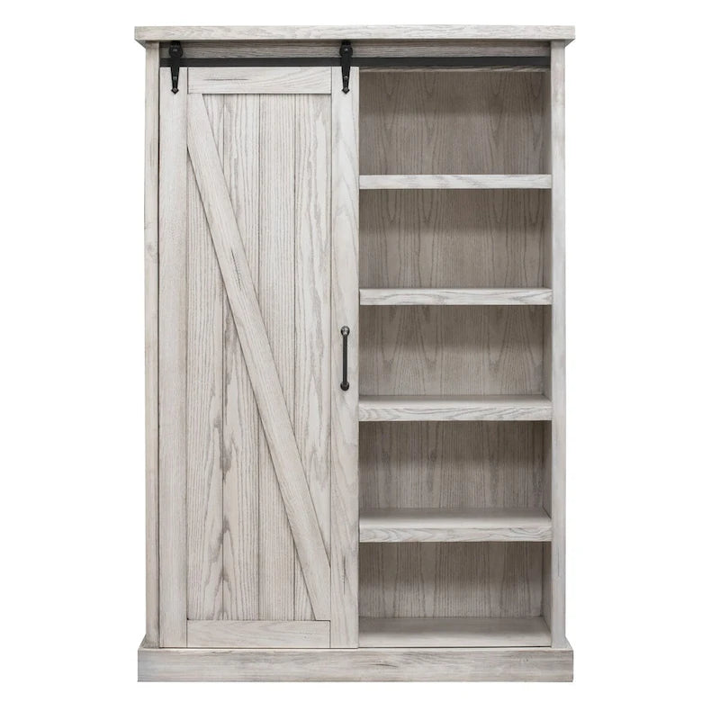 Avondale Rustic Barn Door Bookcase, Wood Shelving, Office Bookcase, Brown - 48 W x 72 H x16 D