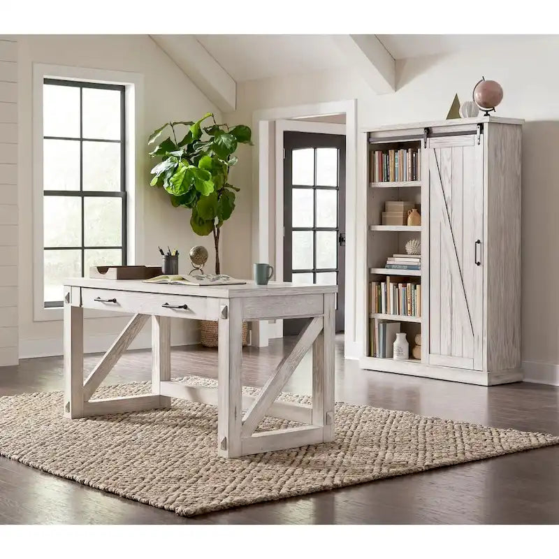 Avondale Rustic Barn Door Bookcase, Wood Shelving, Office Bookcase, Brown - 48 W x 72 H x16 D