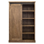 Avondale Rustic Barn Door Bookcase, Wood Shelving, Office Bookcase, Brown - 48 W x 72 H x16 D