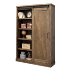 Avondale Rustic Barn Door Bookcase, Wood Shelving, Office Bookcase, Brown - 48 W x 72 H x16 D