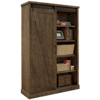 Avondale Rustic Barn Door Bookcase, Wood Shelving, Office Bookcase, Brown - 48 W x 72 H x16 D