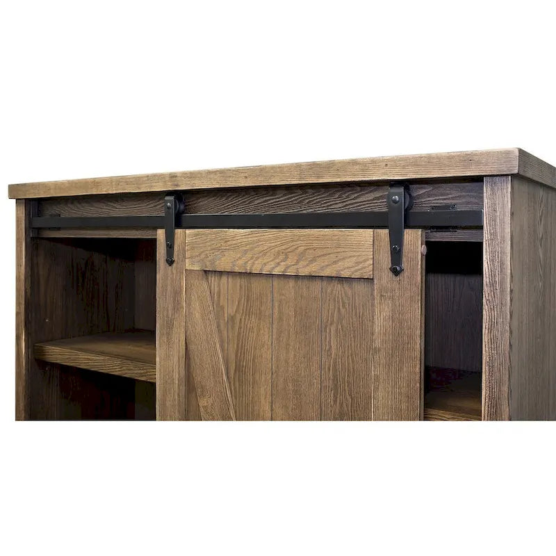 Avondale Rustic Barn Door Bookcase, Wood Shelving, Office Bookcase, Brown - 48 W x 72 H x16 D