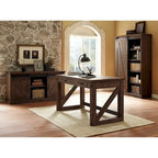 Avondale Rustic Barn Door Bookcase, Wood Shelving, Office Bookcase, Brown - 48 W x 72 H x16 D