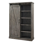 Avondale Rustic Barn Door Bookcase, Wood Shelving, Office Bookcase, Brown - 48 W x 72 H x16 D