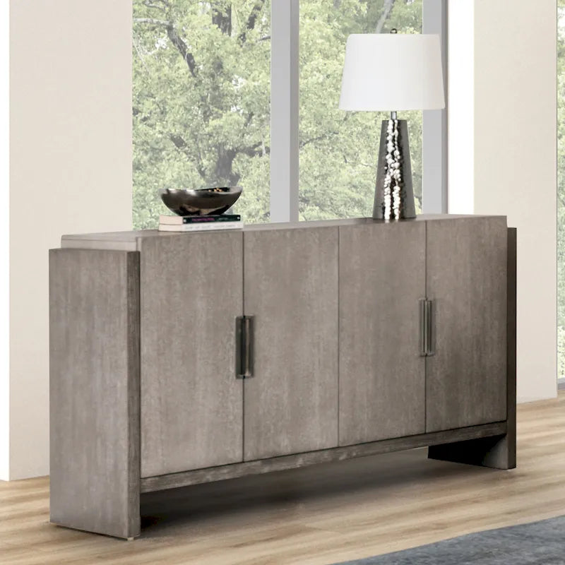 Cruz Transitional Grey Solid Wood Dining Server with Doors