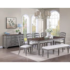 6 Drawers and 2 Doors Wooden Server in Light Gray and Cherry