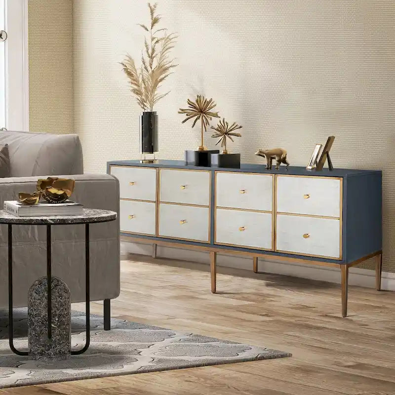Delcey Mid-century Modern 4-door Vintage Accent Cabinet Storage Buffet Sideboard with multi-compartment Bedroom - 59.1 inches