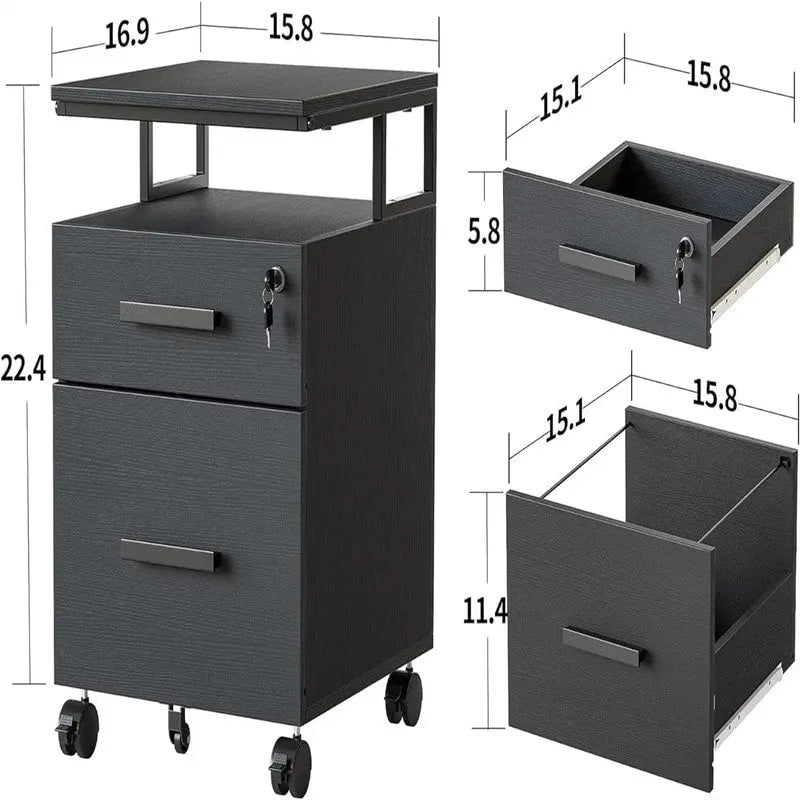 2-Drawer File Cabinet with Lock for Home Office - 17D x 24.3W x 16H
