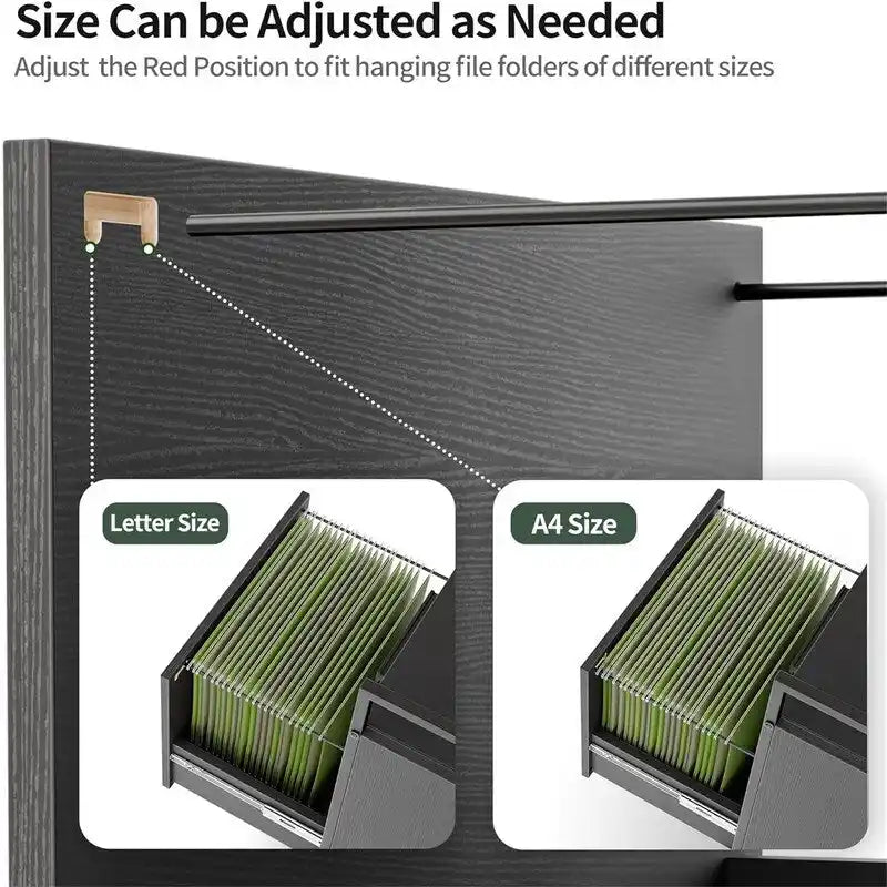 2-Drawer File Cabinet with Lock for Home Office - 17D x 24.3W x 16H