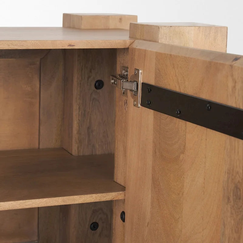 Beth Light Brown Wood w/ 3 Doors Sideboard - 74.5L x 20.0W x 33.0H