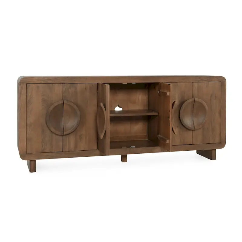Classic Home Vally 6-Door Natural Mango Wood Sideboard Buffet