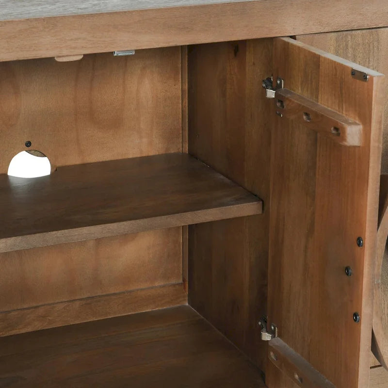 Classic Home Vally 6-Door Natural Mango Wood Sideboard Buffet