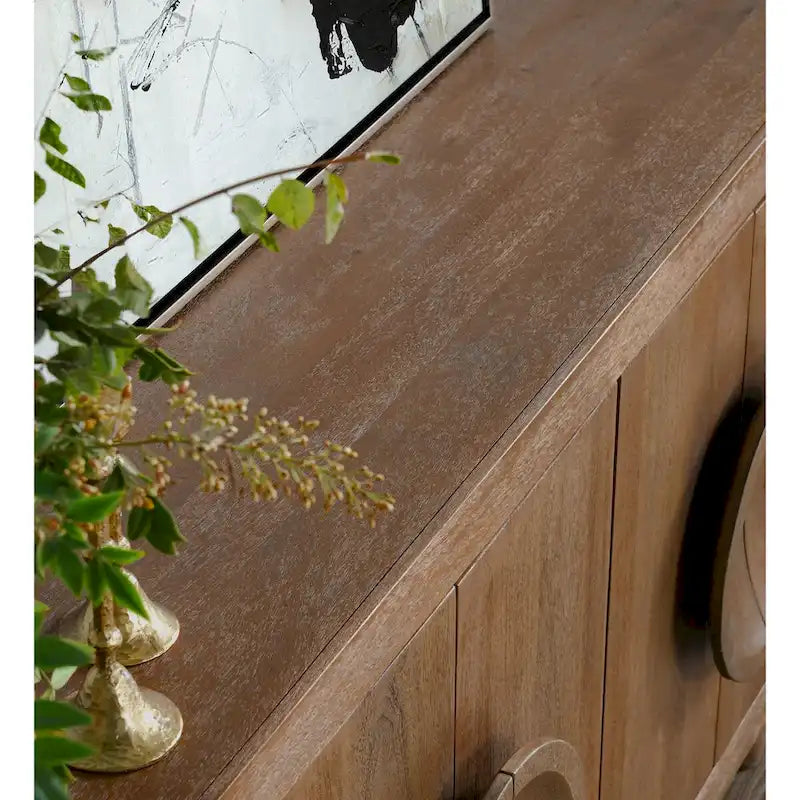 Classic Home Vally 6-Door Natural Mango Wood Sideboard Buffet