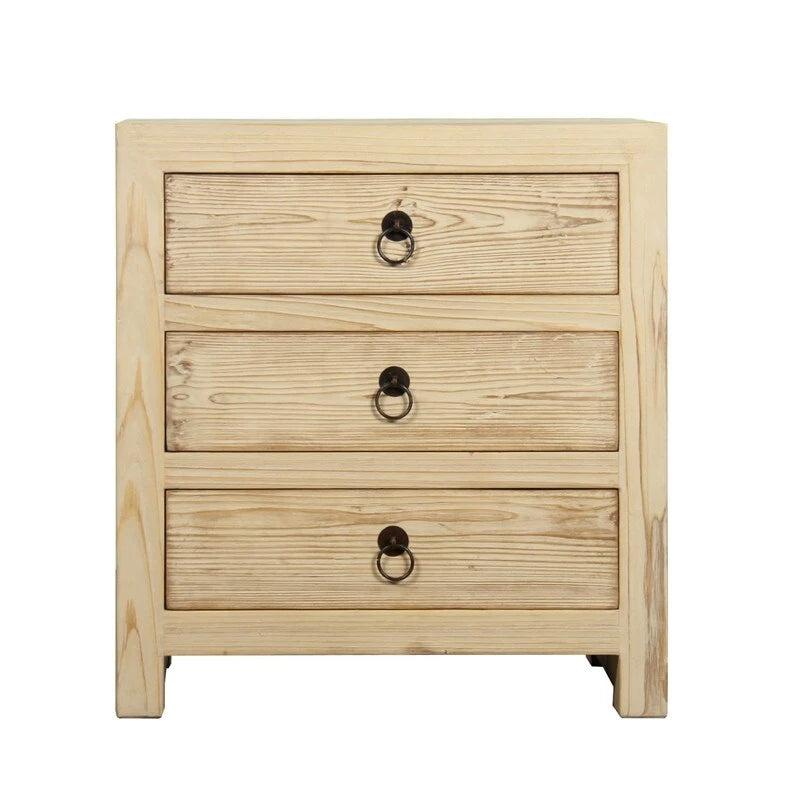 Photo of Nightstand with three drawers weathered natural 24x18x26H