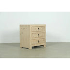 Nightstand with three drawers weathered natural 24x18x26H