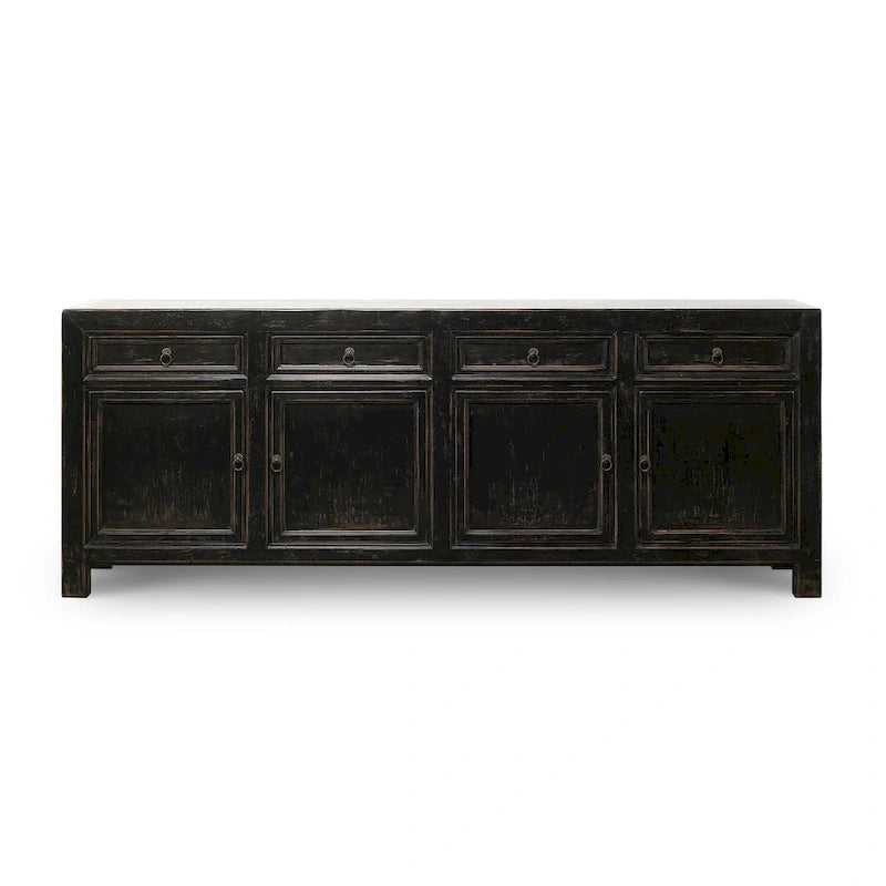 Photo of Four Drawers Sideboard Distressed Black 93x18x35H