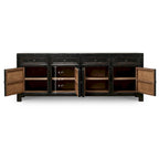 Four Drawers Sideboard Distressed Black 93x18x35H
