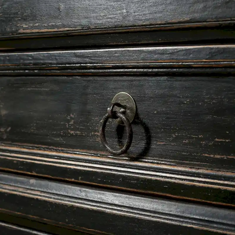 Four Drawers Sideboard Distressed Black 93x18x35H