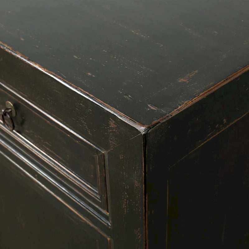 Four Drawers Sideboard Distressed Black 93x18x35H